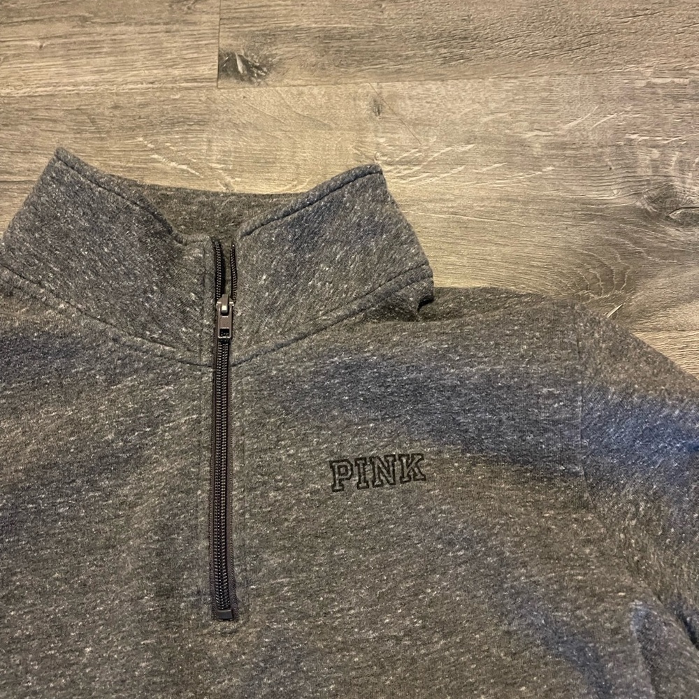 PINK Victoria's Secret Women’s Charcoal Zip-Up Sweater - Picture 2 of 4